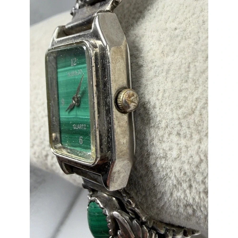 Navajo Malachite New Battery Sterling Silver 925 Watch Tips‎ 20MM 6